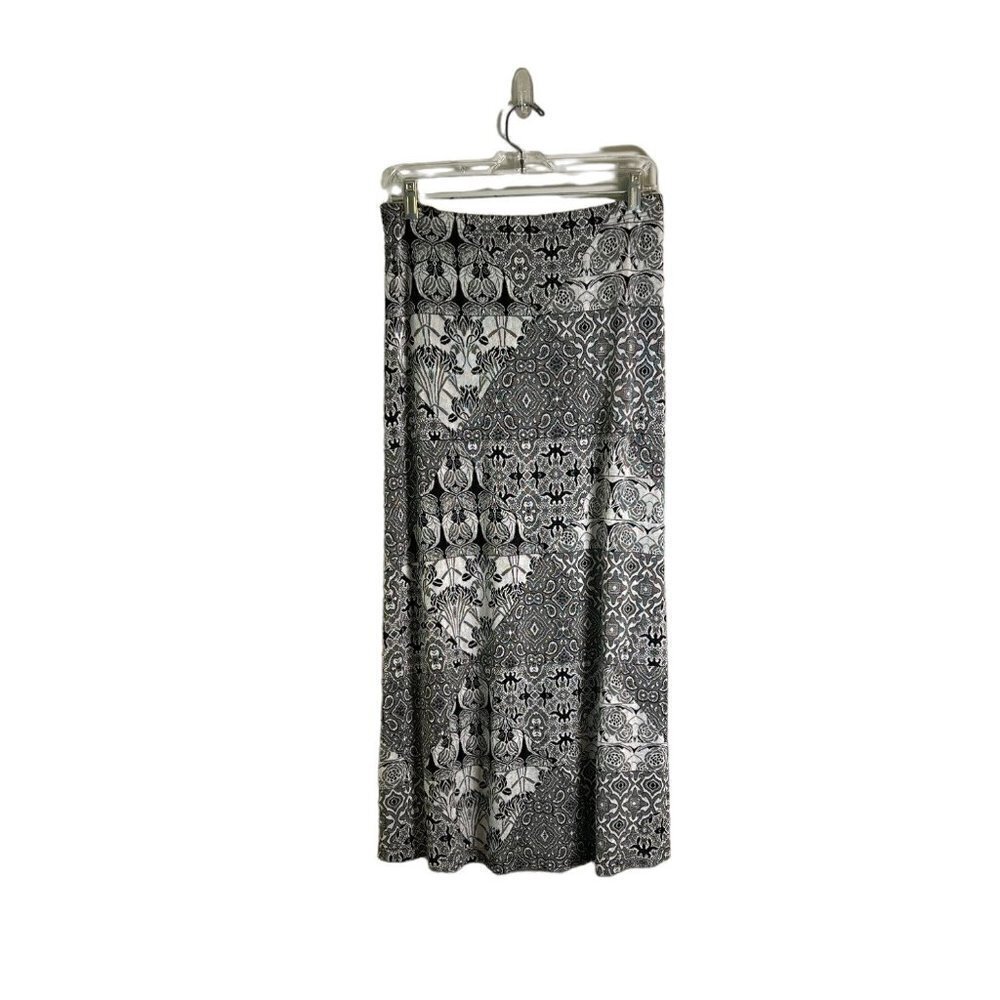 Monterey Bay Vintage Women's Geometric Pattern Long Skirt Black & White Size 2X